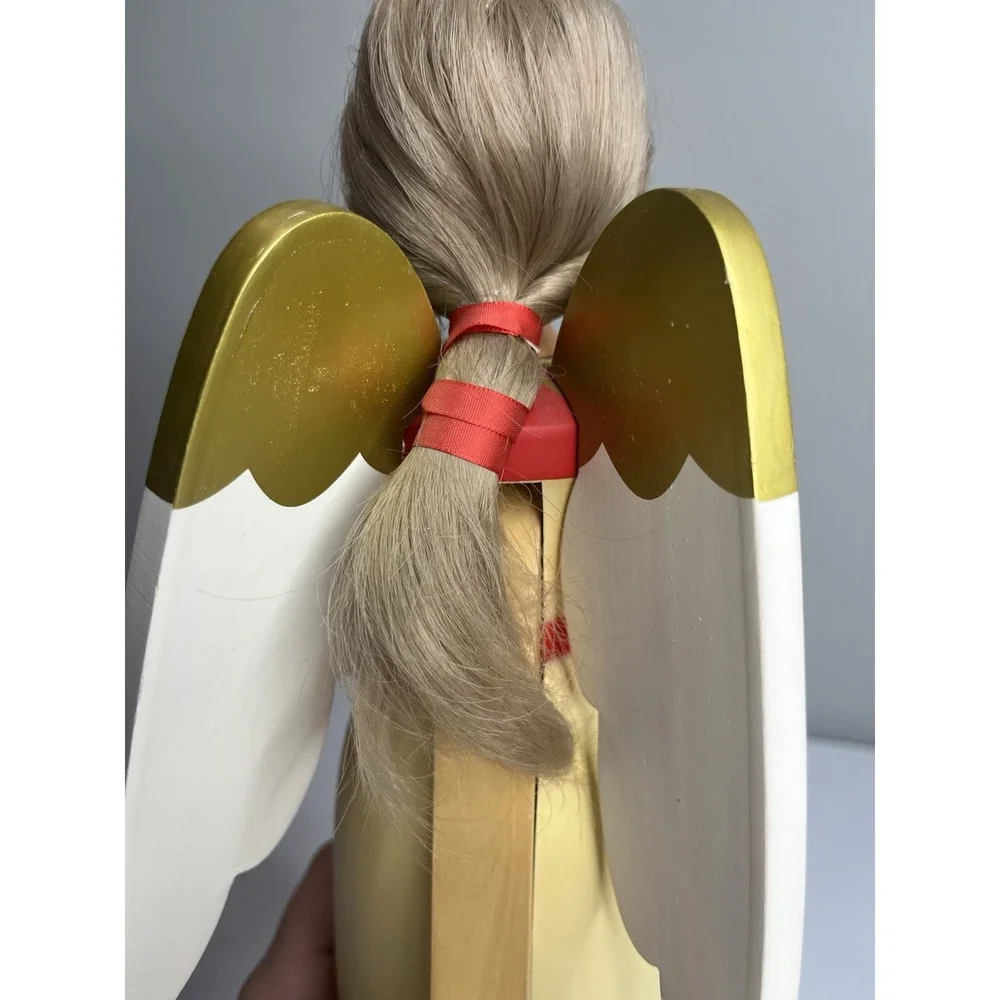 Vtg Erzgebirge Ore Mountain Germany Female‎ Yellow Angel Nutcracker Large